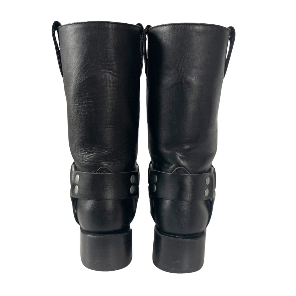 Frye Vintage Y2K Black Leather Square Toe Harness Boots Size 6.5 - Picture 4 of 13